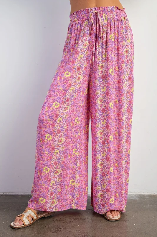 FASHNZFAB Floral Print Gauze Palazzo Pants Flash Discount