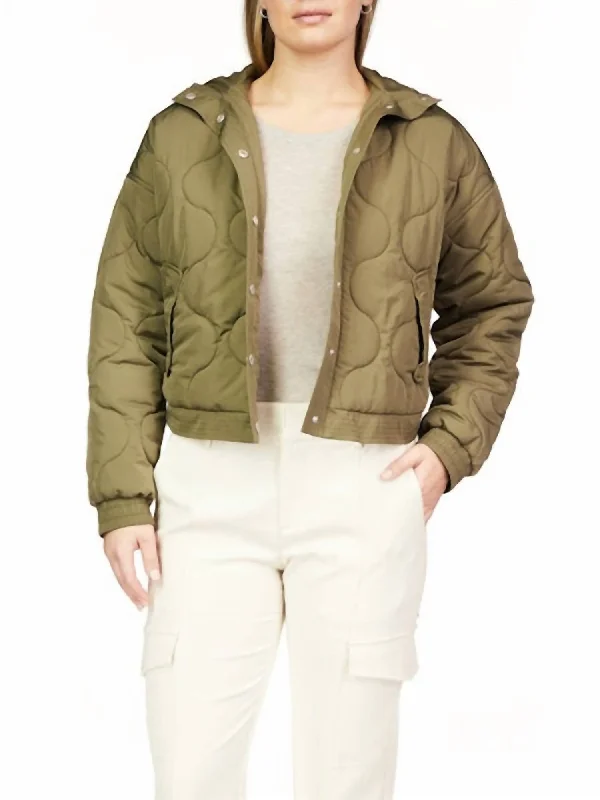 Comfy Quilted Jacket In Burnt Olive Women's Stylish Outerwear