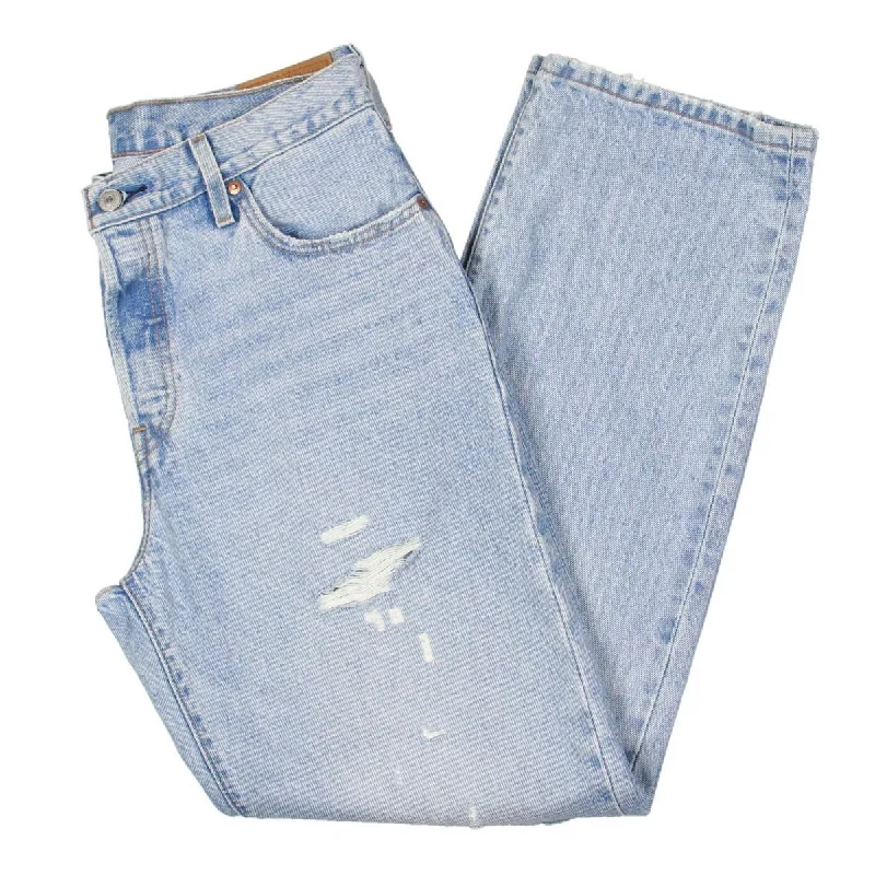 Womens Denim Distressed Straight Leg Jeans Women's Clothing Stores