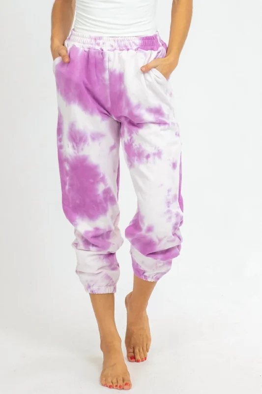 Tie Dye French Terry Joggers In Purple Women's Clothes And Garments