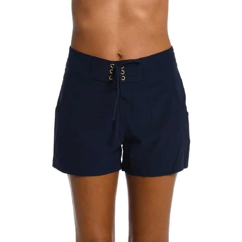 All Aboard 4' Plus Shorts In Indigo Fashionable Women's Casual Apparel