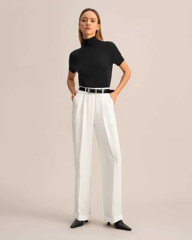 Timeless Pleated Wide-Leg Dense Silk Trousers Women's Trendy Casual Clothes