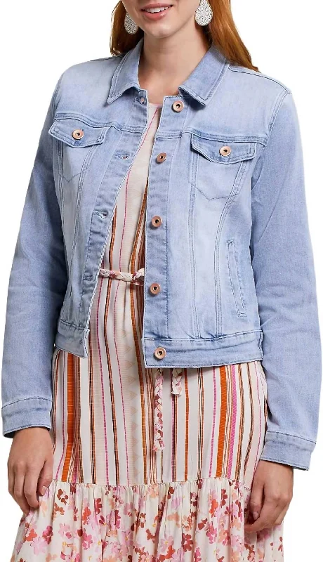 Classic Denim Jacket In Summerblue Women's Fashionable Attire For Work