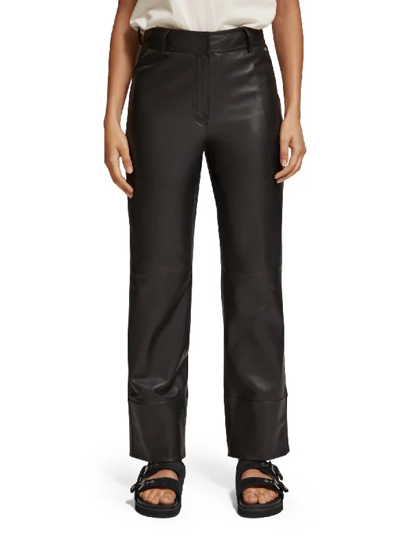 Straight Leg Leather Pant In Black Women's Outerwear for All Weather Conditions