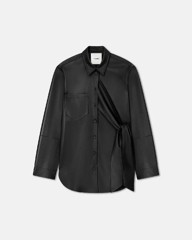 Ileka - Belted Okobor™ Alt-Leather Shirt - Black Exclusive Online Sale