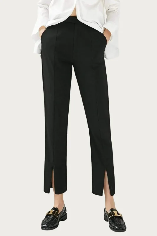 Cora Stretch-Jersey Ankle Zip Straight-Leg Pants In Black Women's Occasion Wear Apparel