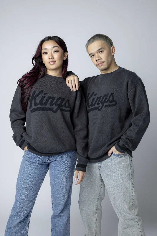 Kings Script Tonal Black Base Sweater Crewneck Women's Transitional Outfit