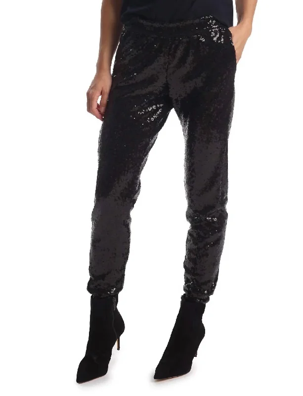 Sequin Jogger In Black Affordable Luxury Women's Apparel