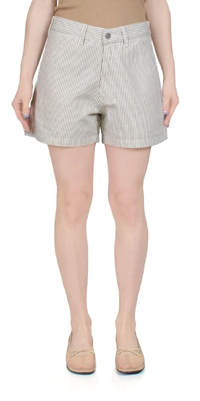 Carpenter Striped Cotton Shorts In Railroad Grey Sales For Clothes