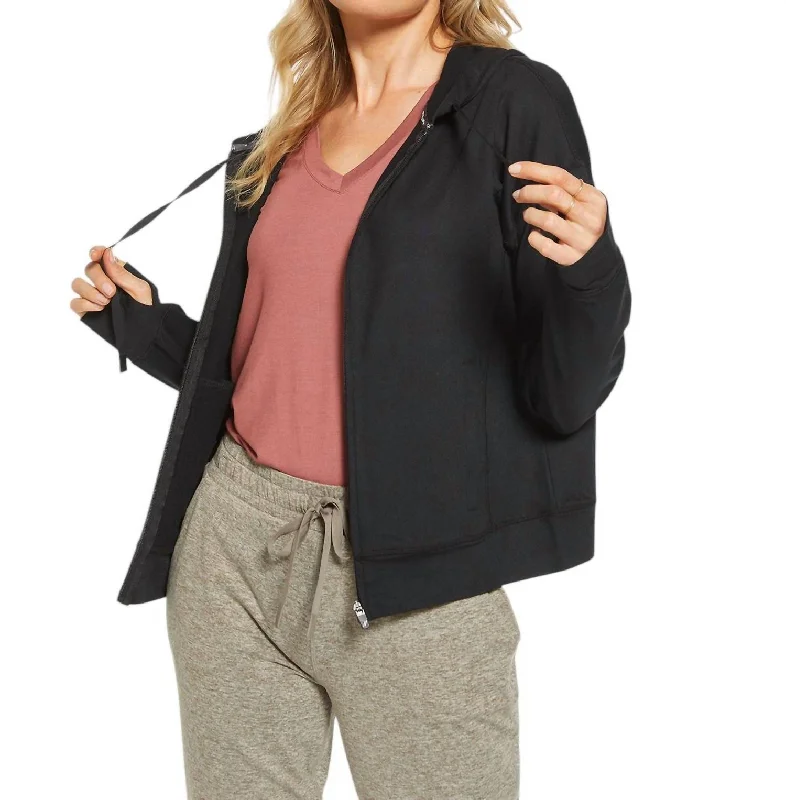 Simona Hoodie Jacket In Black Women's Trendy Activewear Apparel