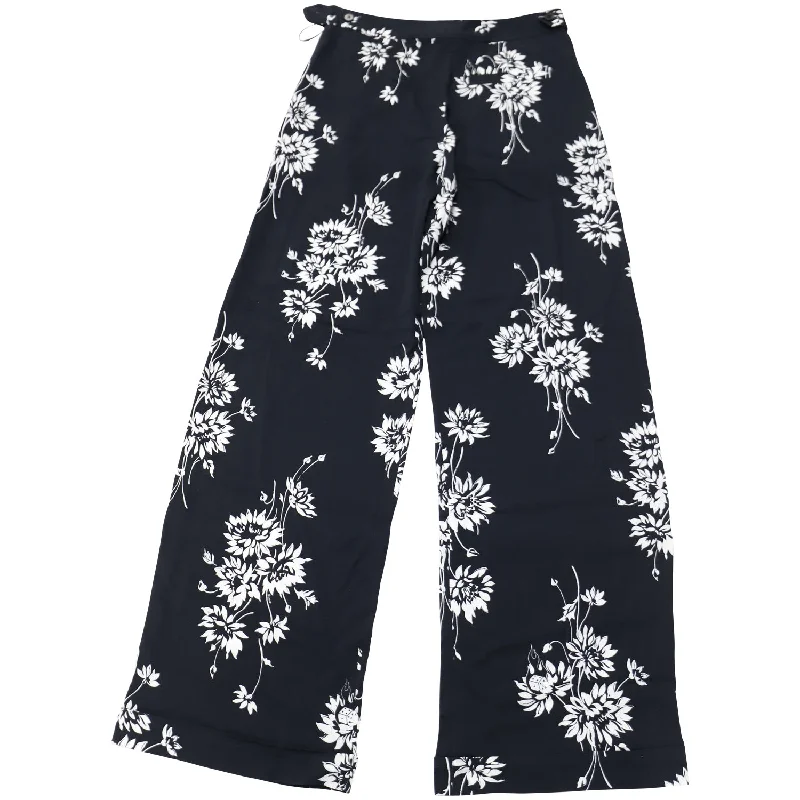 McQ by Alexander McQueen Floral Wide Leg Trousers in Black Polyester Women's Elegant Clothing Sets