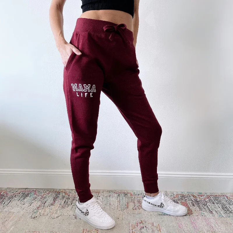 Mama Life • Maroon Joggers Women's Comfortable Clothes For Weekends