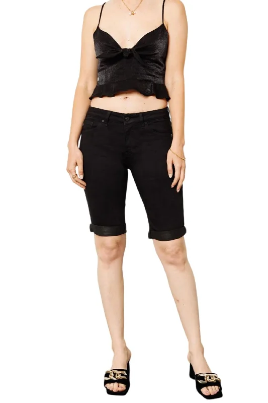 Mid Rise Bermuda Short In Black Women's High Street Fashion