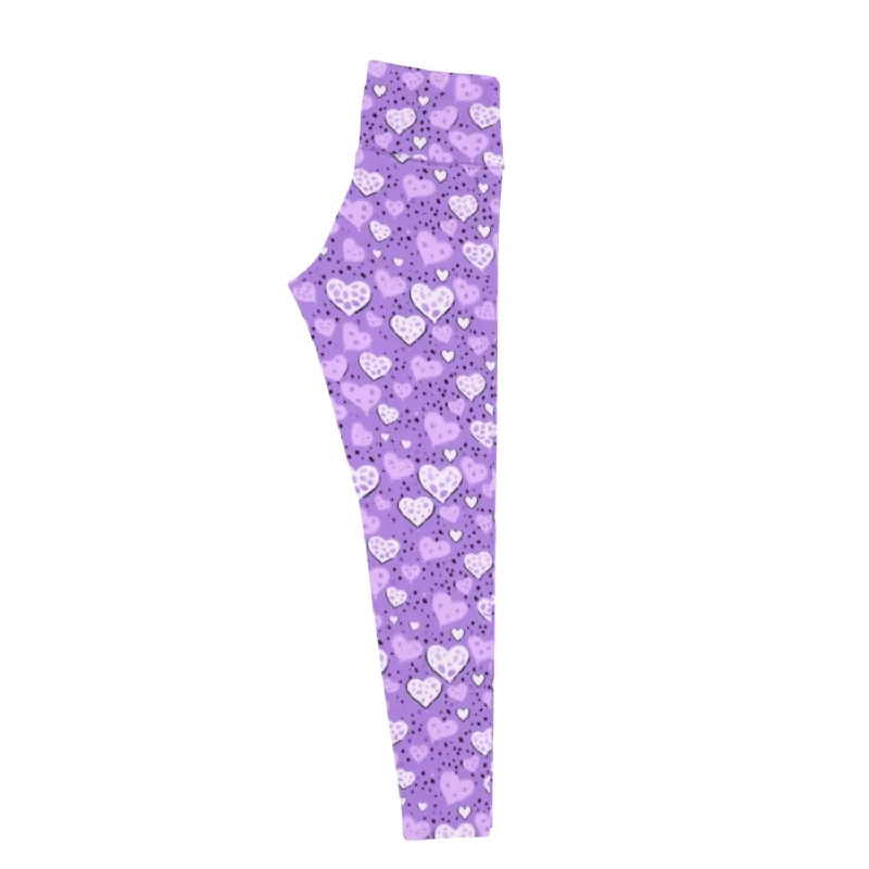 Women's Water Heart Leggings In Purple Fashionable Women's Outfit