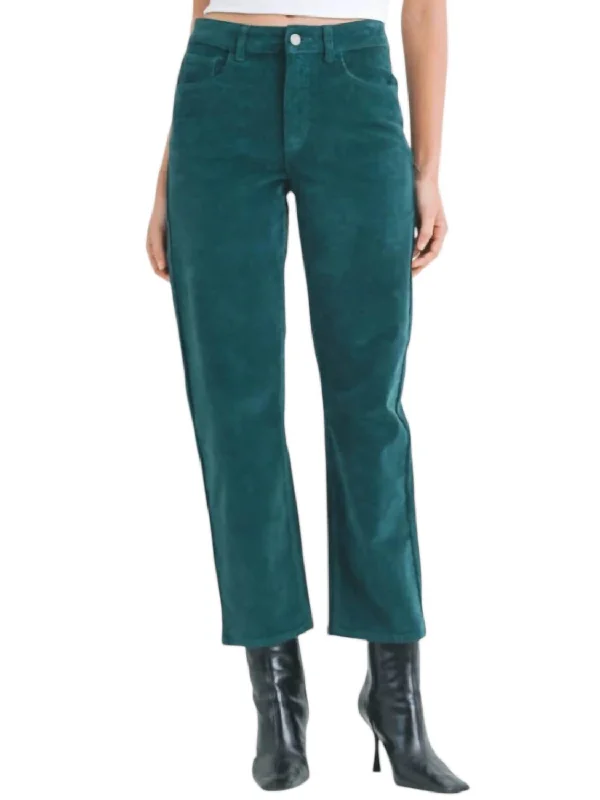 Straight Leg Corduroy Pants In Green Women Wear Online