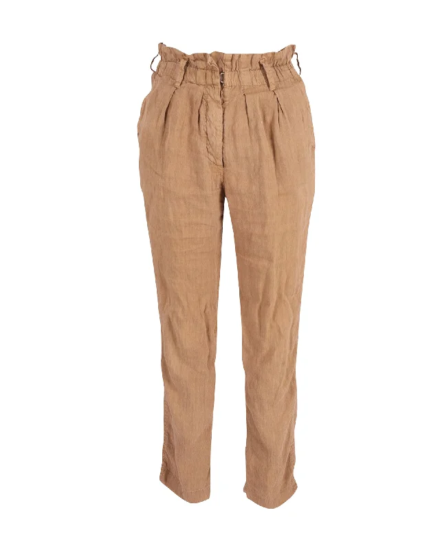 Isabel Marant Elastic Waist Pants in Beige Linen Women's Clothing Sets