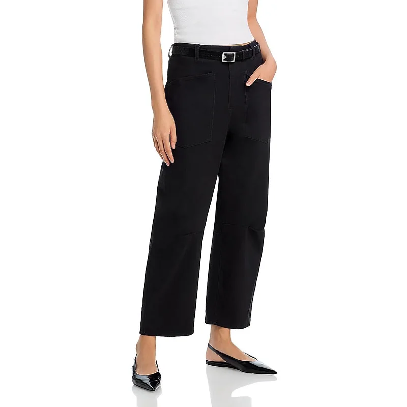 Womens Cropped Barrel Leg Trouser Pants Women's Professional Outfit