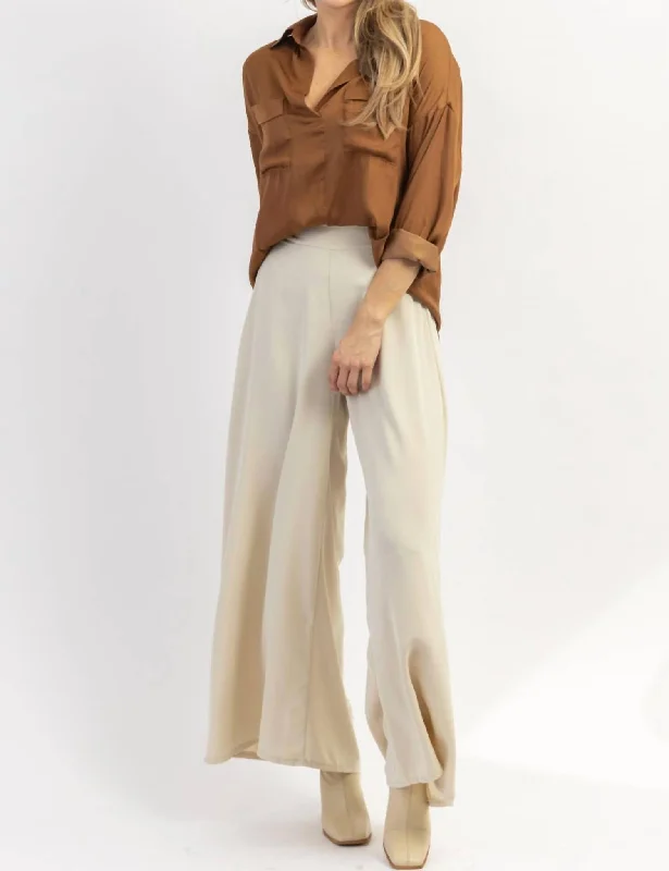 In Flight Palazzo Pant In Beige Women's Evening Garments