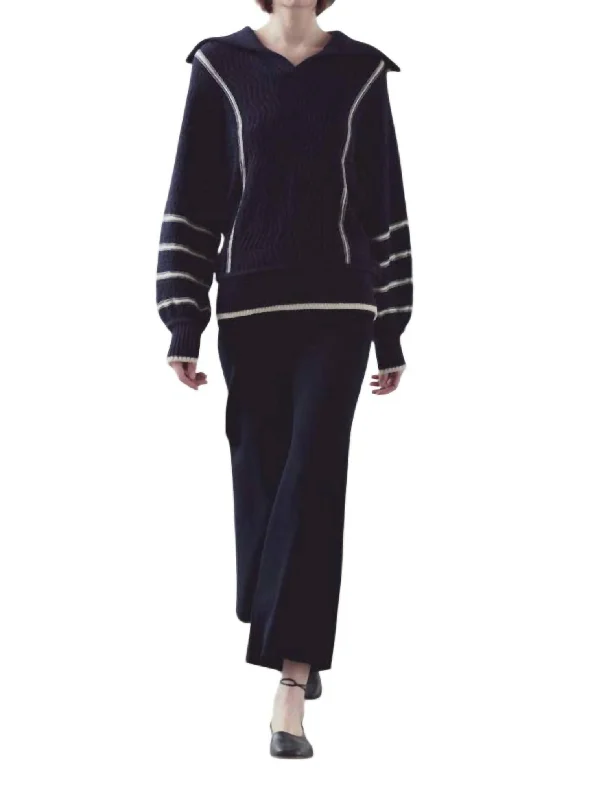 Knitted Pant In Navy Vintage-Inspired Women's Clothes