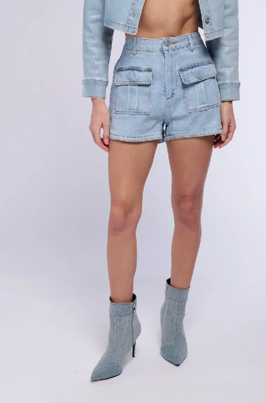 WAXY DENIM CARGO POCKET MINI SHORT Clothing For Women