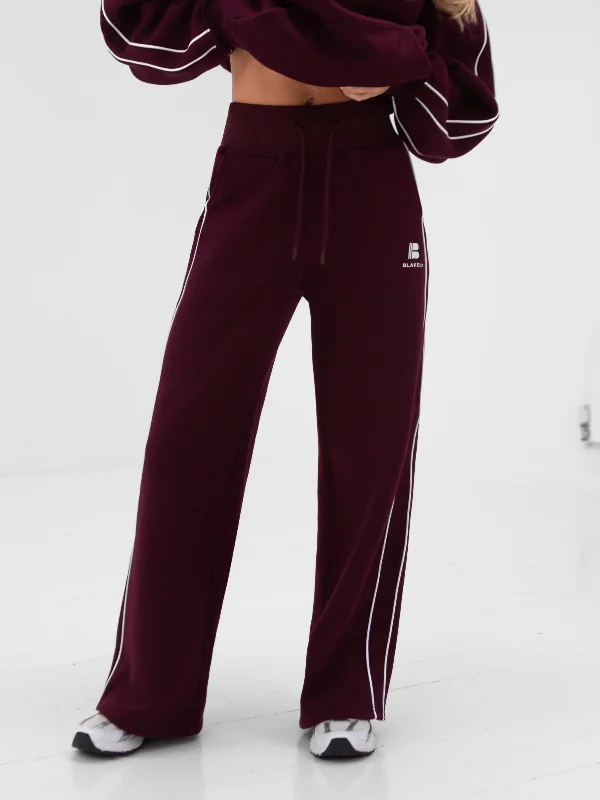 Apex Wide Leg Sweatpants - Deep Burgundy Women's Clothing For Everyday Wear