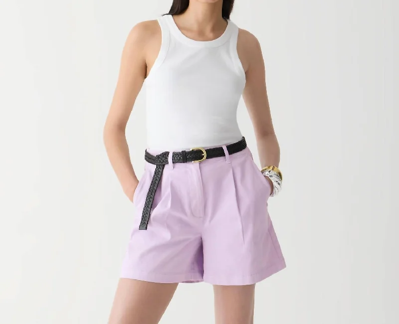 Pleated Capeside Chino Short In Vintage Lilac Women's Casual Dresses