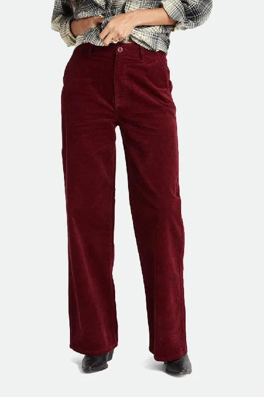 Victory Full Length Wide Leg Pant - Dark Burgundy Women's Casual Wear Outfit