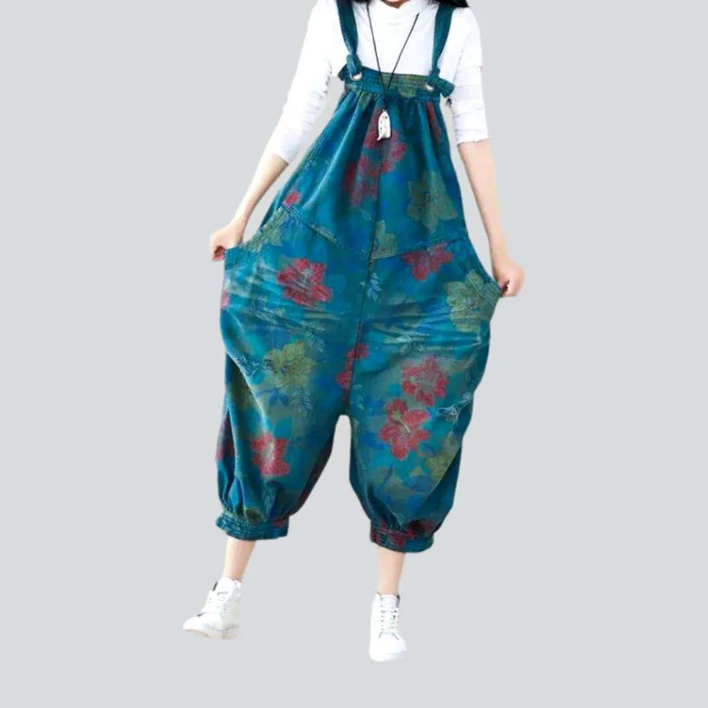 Floral baggy women's jeans overall Timeless Women's Fashion Styles