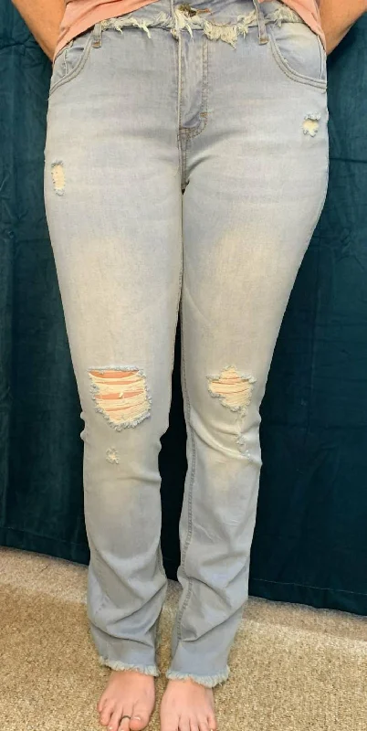 Frayed/split Hem Jean In Antique Wash Casual and Comfortable Outfits