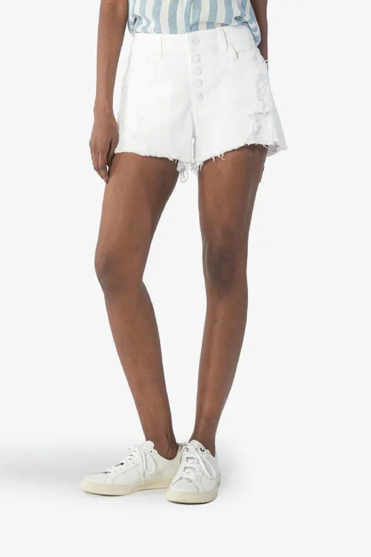 Jane Distressed High Rise Short In White Best Boutiques Online