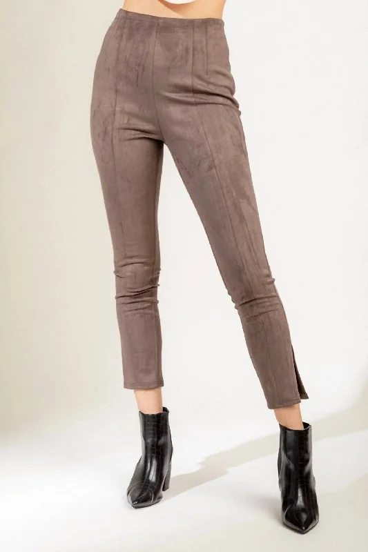 Everyday Essentials Suede Pants In Charcoal Charming Women's Garments