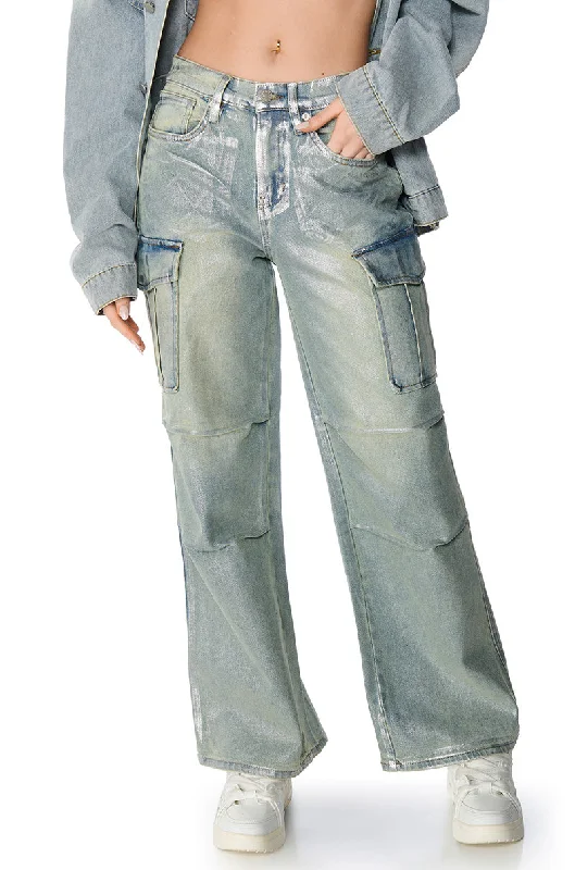 ODIN METALLIC DENIM CARGO PANT Exclusive Online Sale