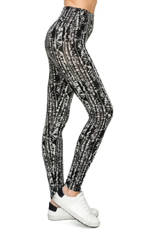 FASHNZFAB Yoga Style Banded Lined Tie Dye Printed Knit Legging With High Waist. Women's Seasonal Clothing