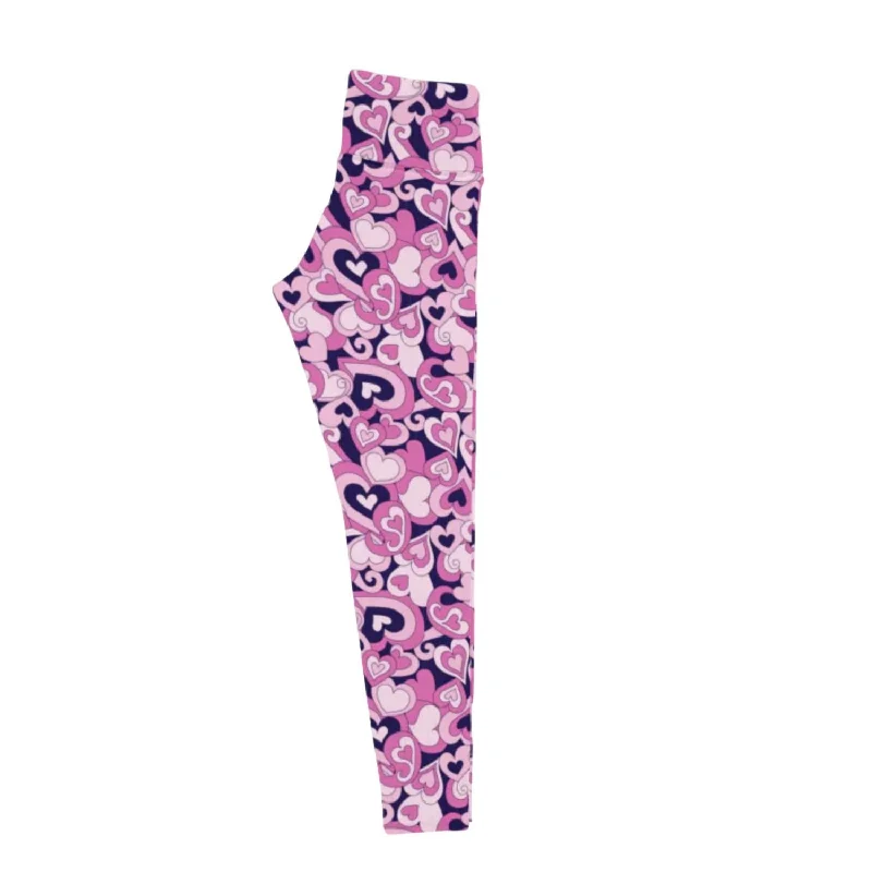 Women's 70's Hearts Leggings In Pink Women's Work Outfit For The Office