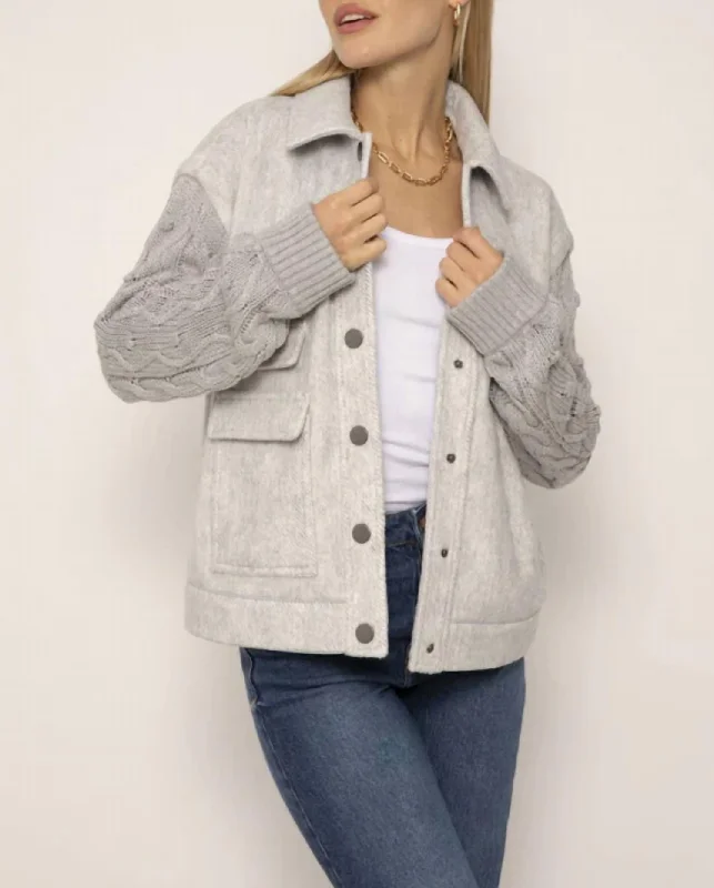 Lincoln Mixed Media Jacket In Grey Women's Party Outfit