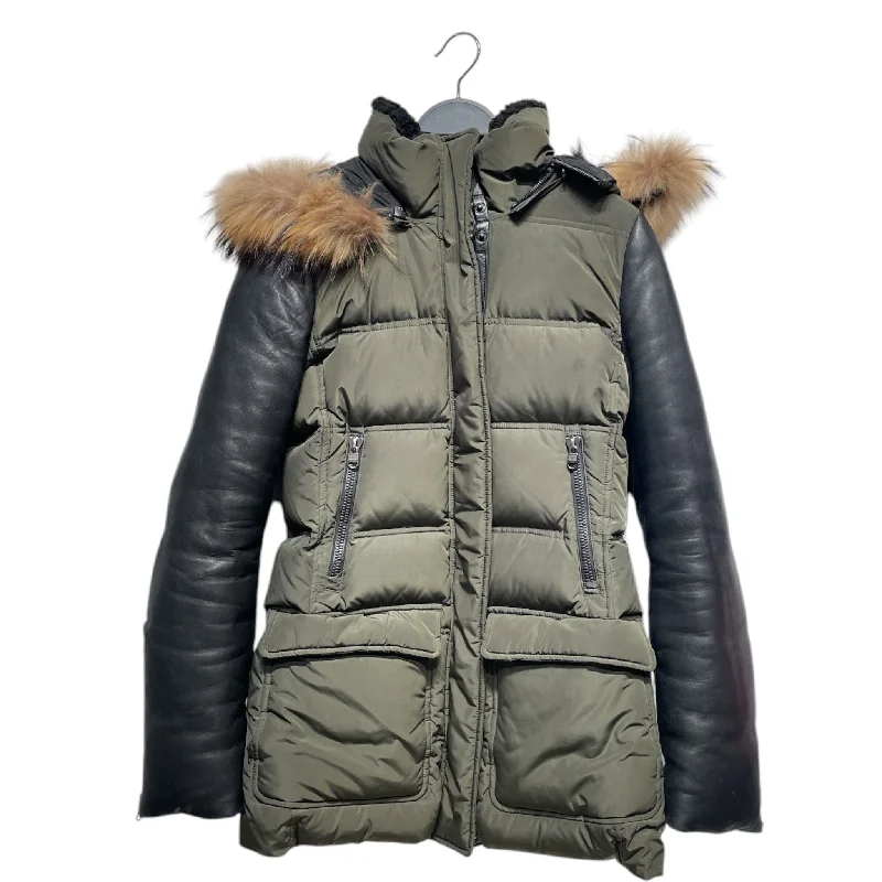 MACKAGE/Puffer Jkt/S/Nylon/GRN/Down Jacket Leather Sleeves Women's Vintage-Inspired Outfit