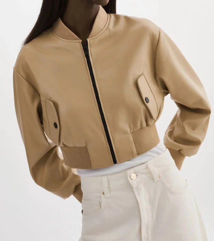 Evelin Bomber Jacket In Wheat Women's Chic Outerwear Garments