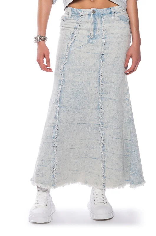 ULTRA BLEACH WASH DENIM MAXI SKIRT Versatile Women's Clothing for All Occasions