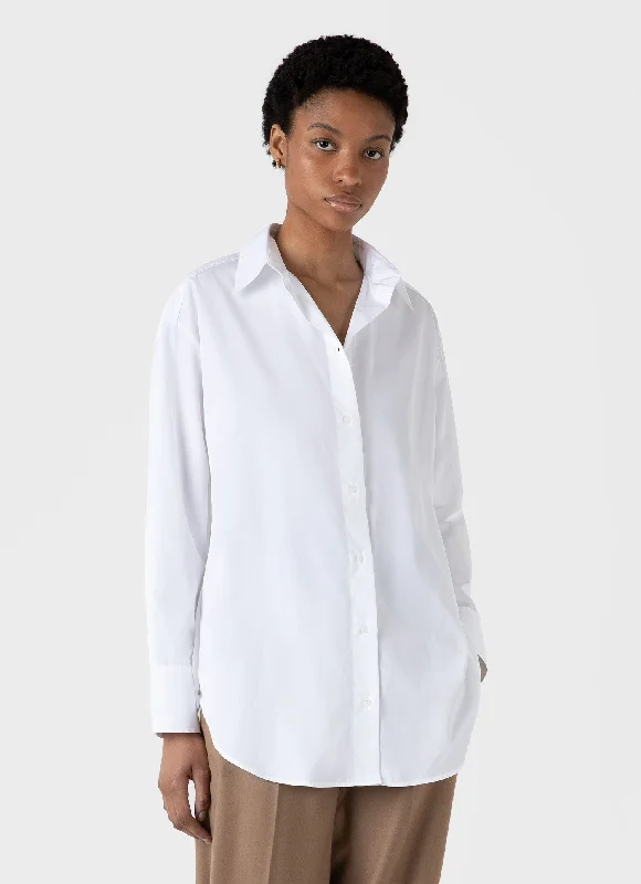 Women's Oversized Poplin Shirt in White Timeless Classics