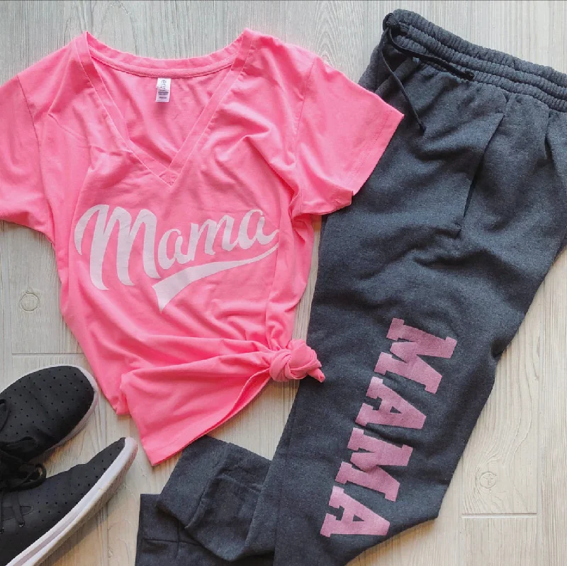 MAMA Joggers • Charcoal & Pink Shimmer Women's Relaxed Clothes