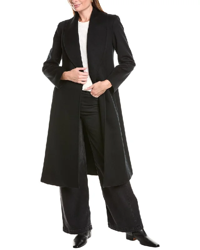 sofiacashmere Shawl Collar Wool & Cashmere-Blend Coat Flash Sale Clothing