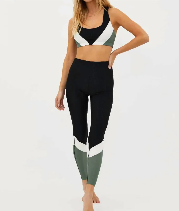 Vienna High Waist Leggings In Queen Palm Colorblock Black Women's Casual Dresses