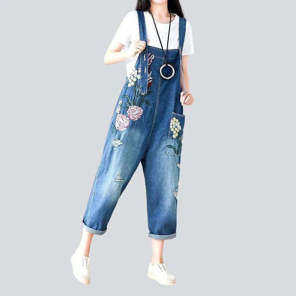 Embroidered denim dungaree for ladies Latest Fashion for Women