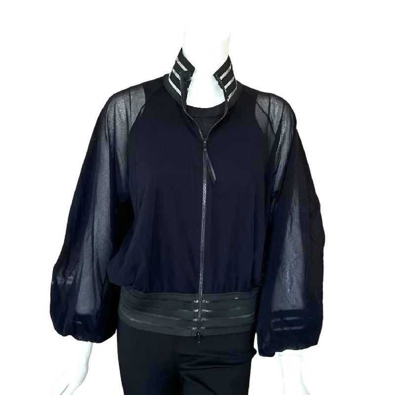 Women's Mesh Bomber Jacket In Black Stylish Women's Attire