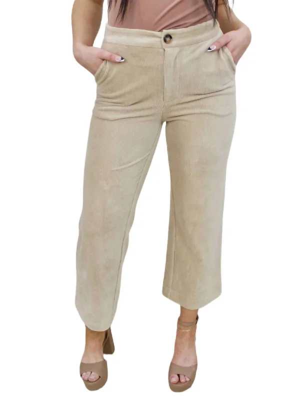 Bruna Corduroy Pant In Beige Best Online Women's Boutiques