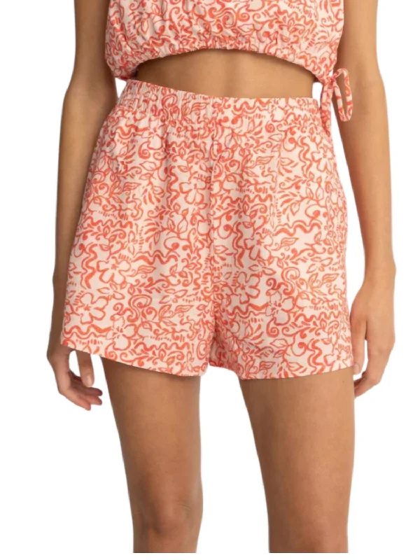 Islander Floral Beach Short In Coral Clearance Sale Online