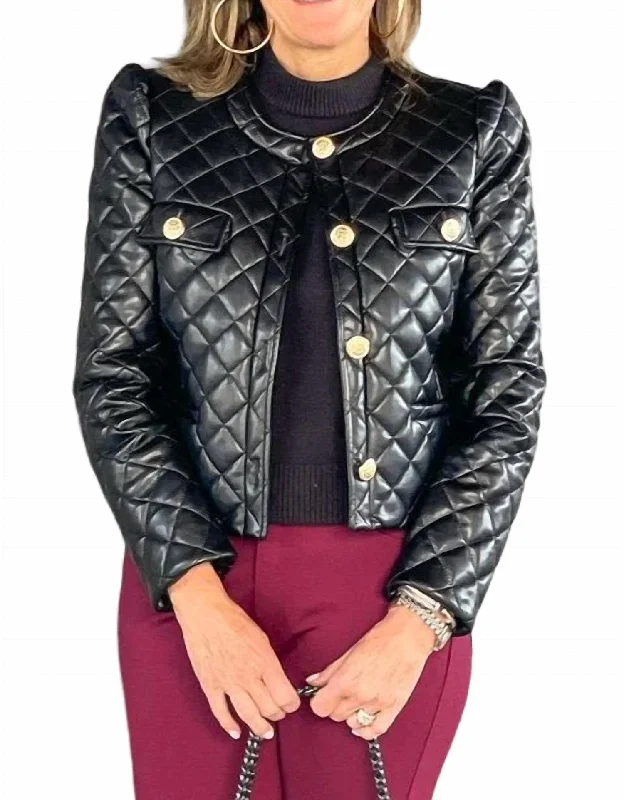 Cropped Quilted Coco Jacket In Black Women's Activewear Apparel