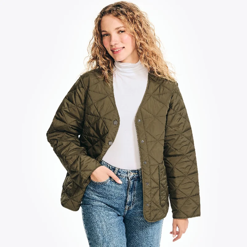 Nautica Womens Quilted Jacket Women's Trendy Apparel