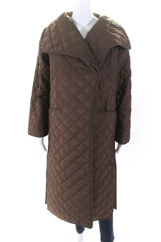 Toteme Women's Collared Long Sleeves Double Breast Quilted Jacket Brown Women's Seasonal Apparel